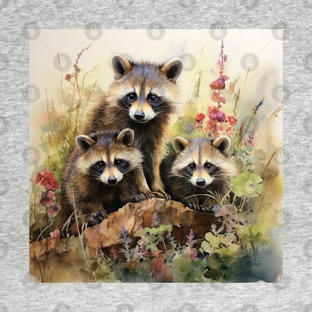 Three Cute Raccoons by tfortwo